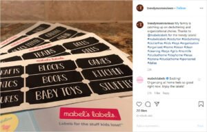 Trendy Mom Reviews thanking Mabel´s Labels for its products on Instagram