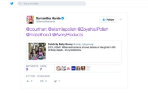 Avery products being used in a Samantha Harris Twitter Post