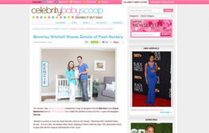 Beverly Mitchel using Carousel Desing products in a Celebrity Baby Scoop Blog Article