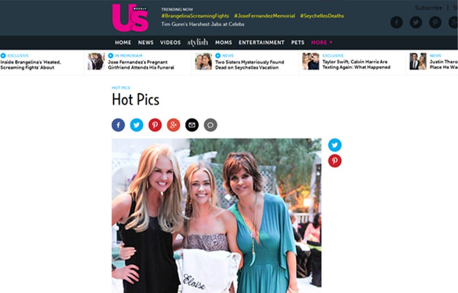 Nancy O'dell, Denise Richards and Lisa Rinna using Carousel Desing products in a US Weekly Magazine Blog Article