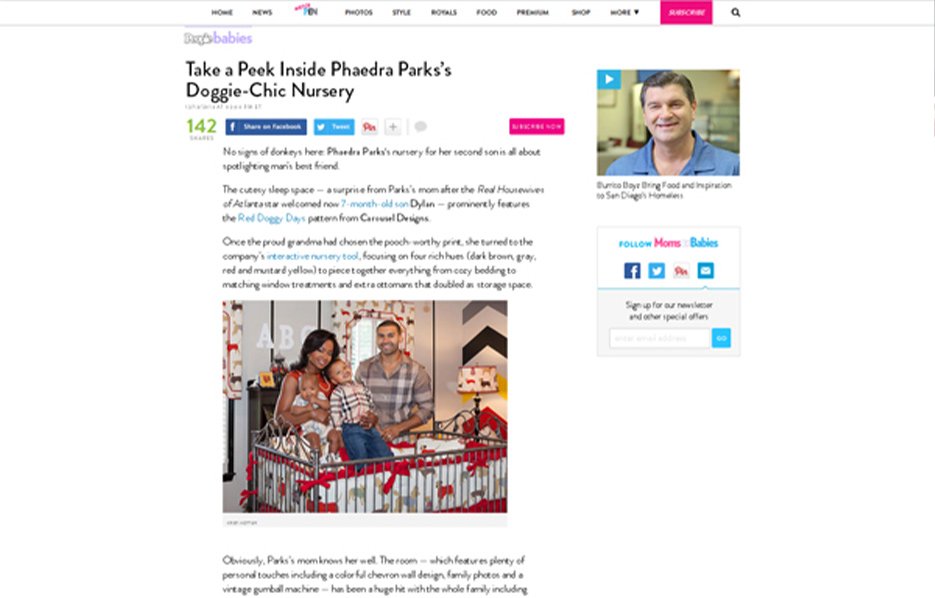 Phaedra Parks using Carousel Desing products in a People Babies Blog Article