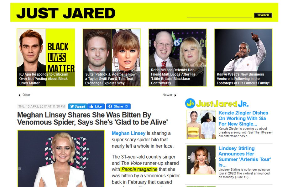 Stratpharma products being mentioned in a Just Jared Blog Article