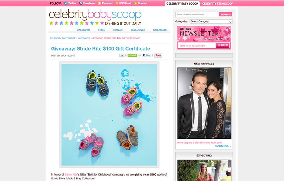 Stride Ride Products in a Celebrity Baby Scoop Blog Article