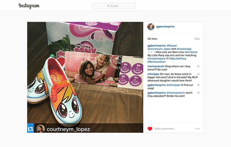 GG Benitez Reposting a Courtney Lopez Instagram Post using Stride Ride Products