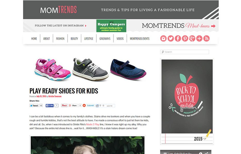 Stride Ride Products in a Mom Trends Blog Article