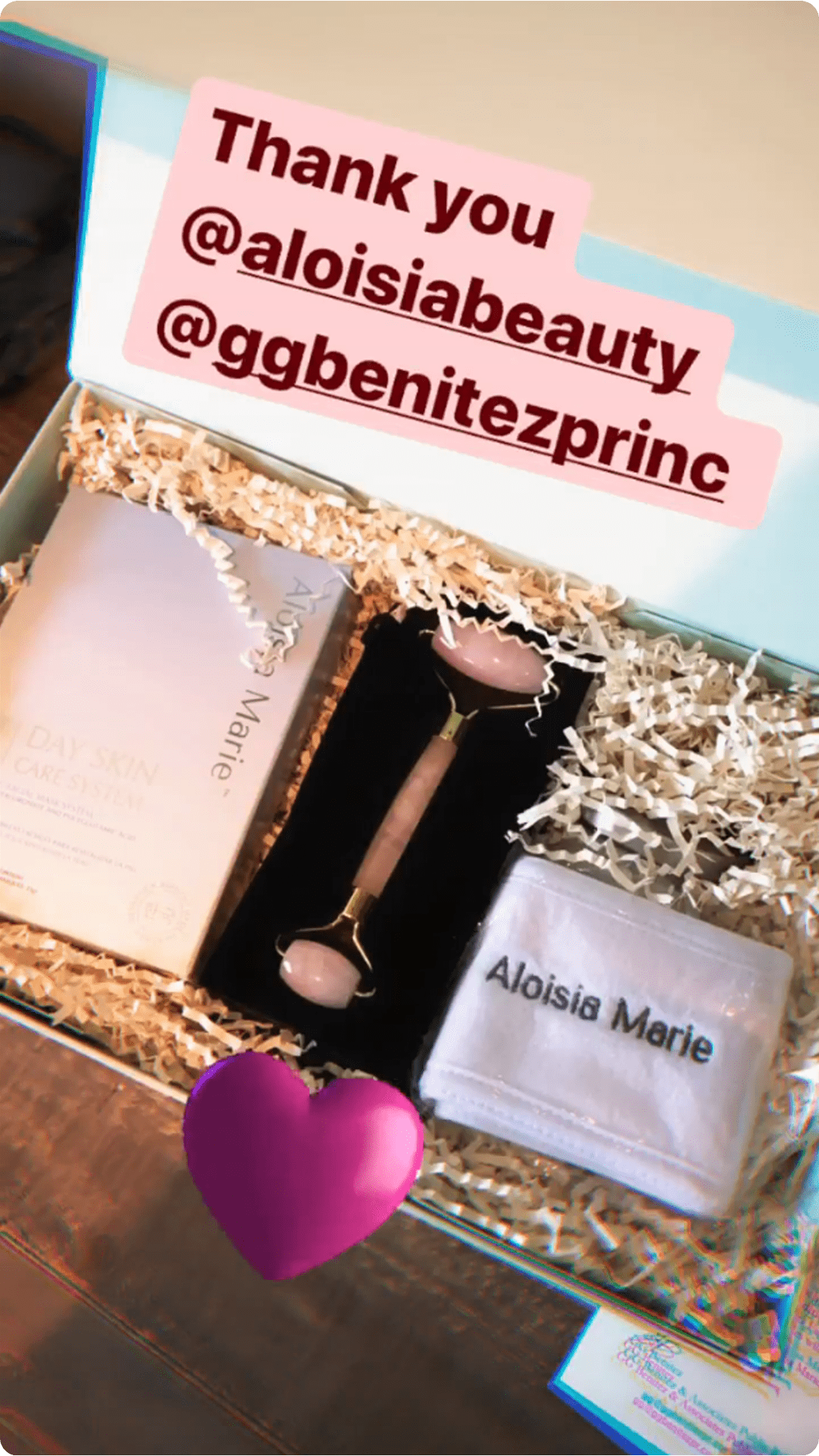 Adriana Lima Mentioning Aloisia Beauty and GG Benitez in her instagram Stories