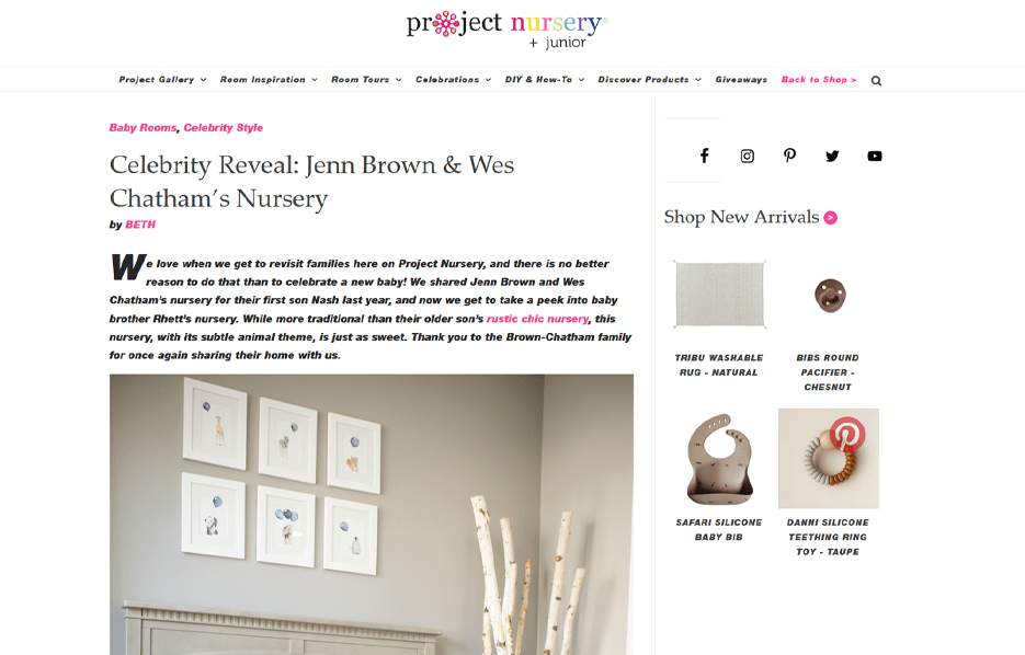 Celebrity Jenn Brown using evolur products in a Project Nursery Blog Article