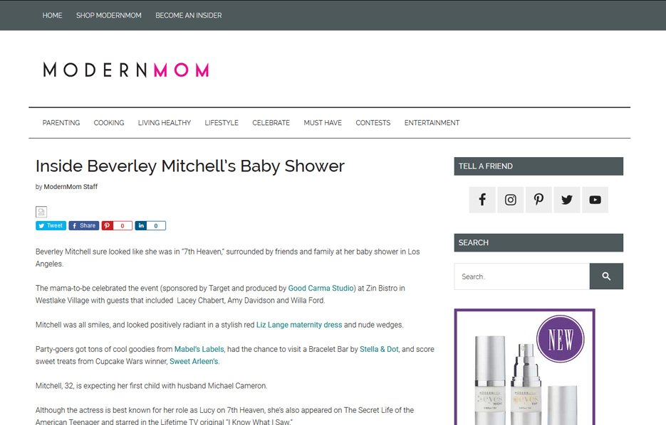 Beverly Mitchell using Mabel's labels products in a Modern Mom Blog Article