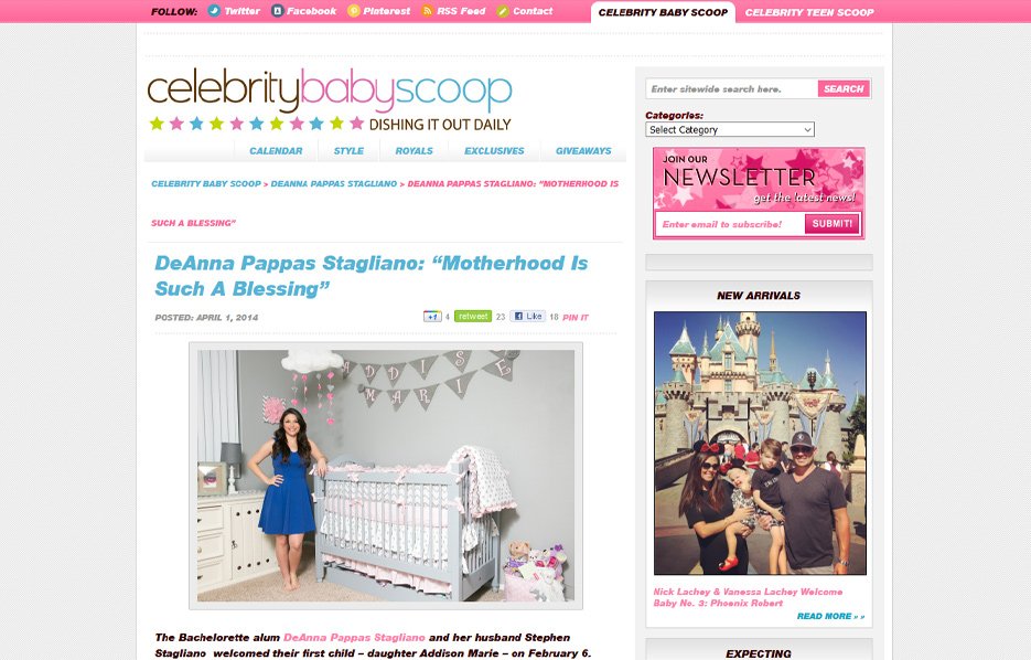 DeAnna Stagliano using Mabel's labels products in a Celebrity Baby Scoop Blog Article