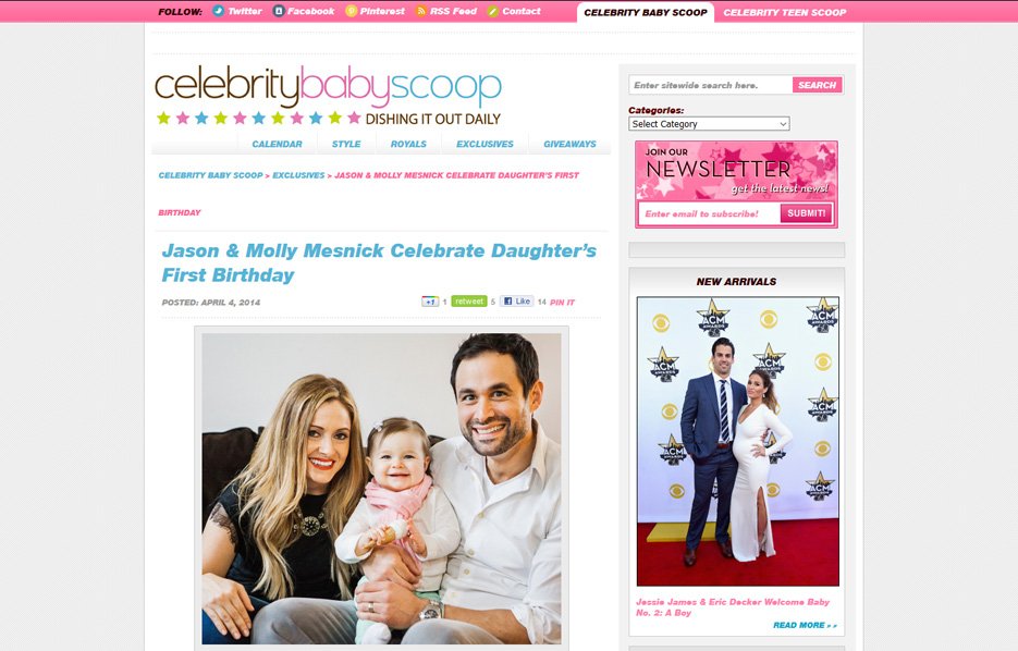 Molly Mesnick using Mabel's labels products in a Celebrity Baby Scoop Blog Article