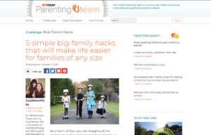 Mabel's labels products in a Parenting Team Blog Article