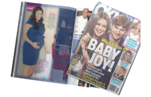 DeAnna Stagliano using Posh Mommy products in a OK! Magazine Article