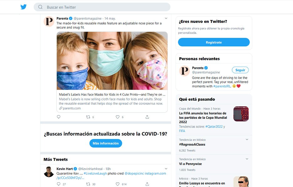Parents Magazine Mentioning Mabel´s Labels Face Masks in a Twitter Post